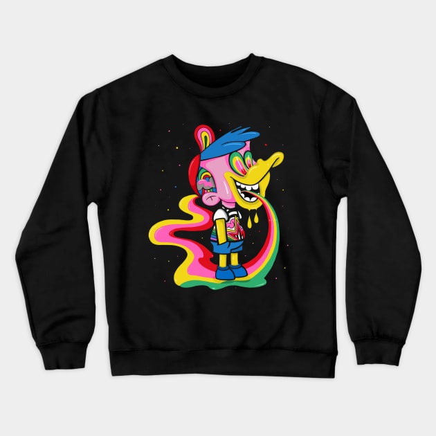 Trippy Duck Boy Cartoon Crewneck Sweatshirt by ms_wearer